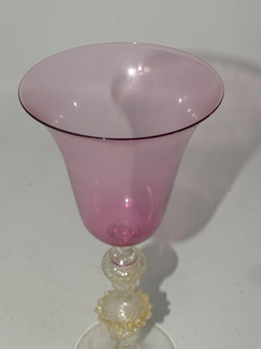 Murano: Large 19th Century Blown Glass Chalice-photo-2