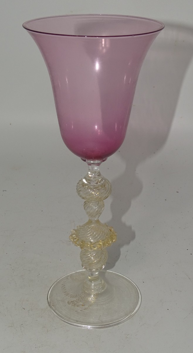 Murano: Large 19th Century Blown Glass Chalice