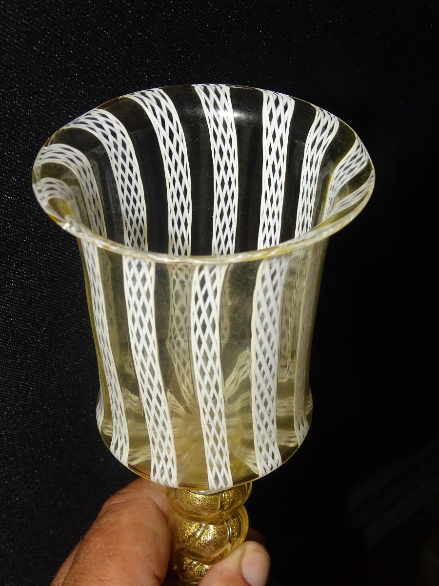 Murano: Large 19th Century Blown Glass Chalice-photo-2