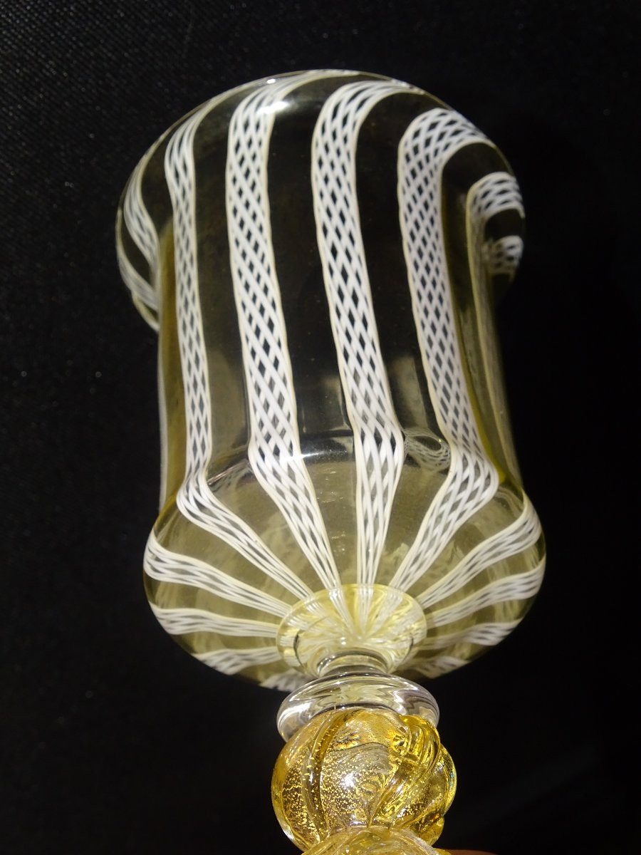 Murano: Large 19th Century Blown Glass Chalice-photo-2