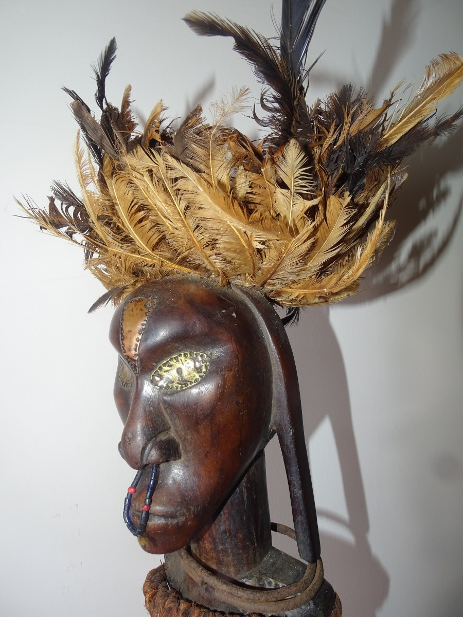 Byeri Fang Statue From Gabon With His Headdress, Collection Of Doctor Jean Redor.