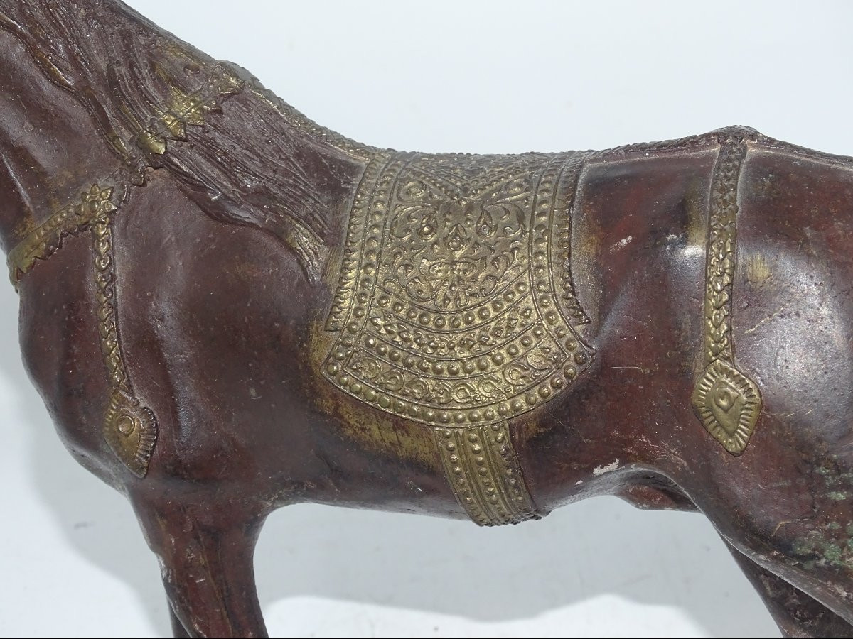cheval, sculpture en bronze du XIXème, japon, asie-photo-3