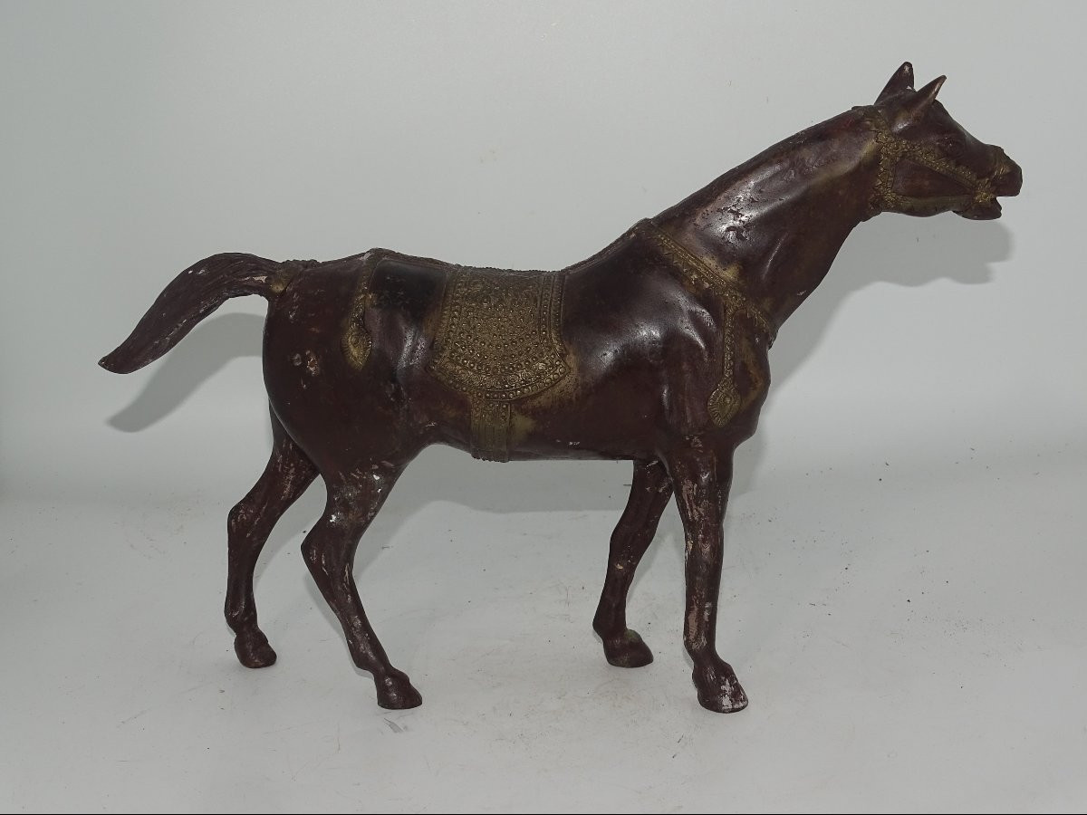 cheval, sculpture en bronze du XIXème, japon, asie-photo-2