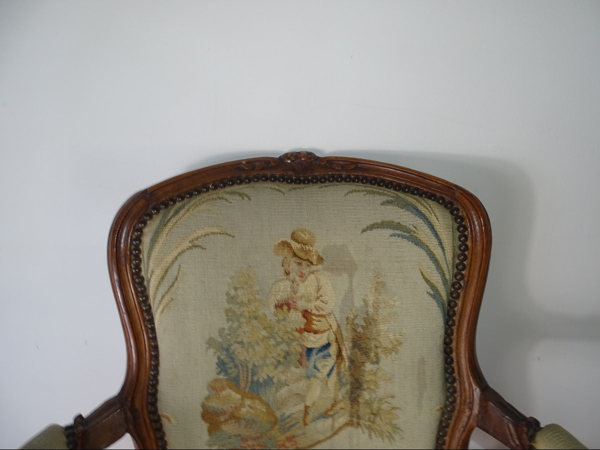 Louis XV Armchair, 18th Century, Petit Point Tapestry-photo-1