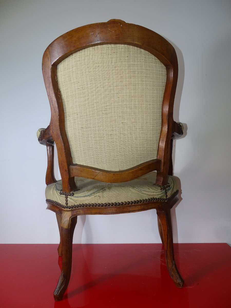 Louis XV Armchair, 18th Century, Petit Point Tapestry-photo-6