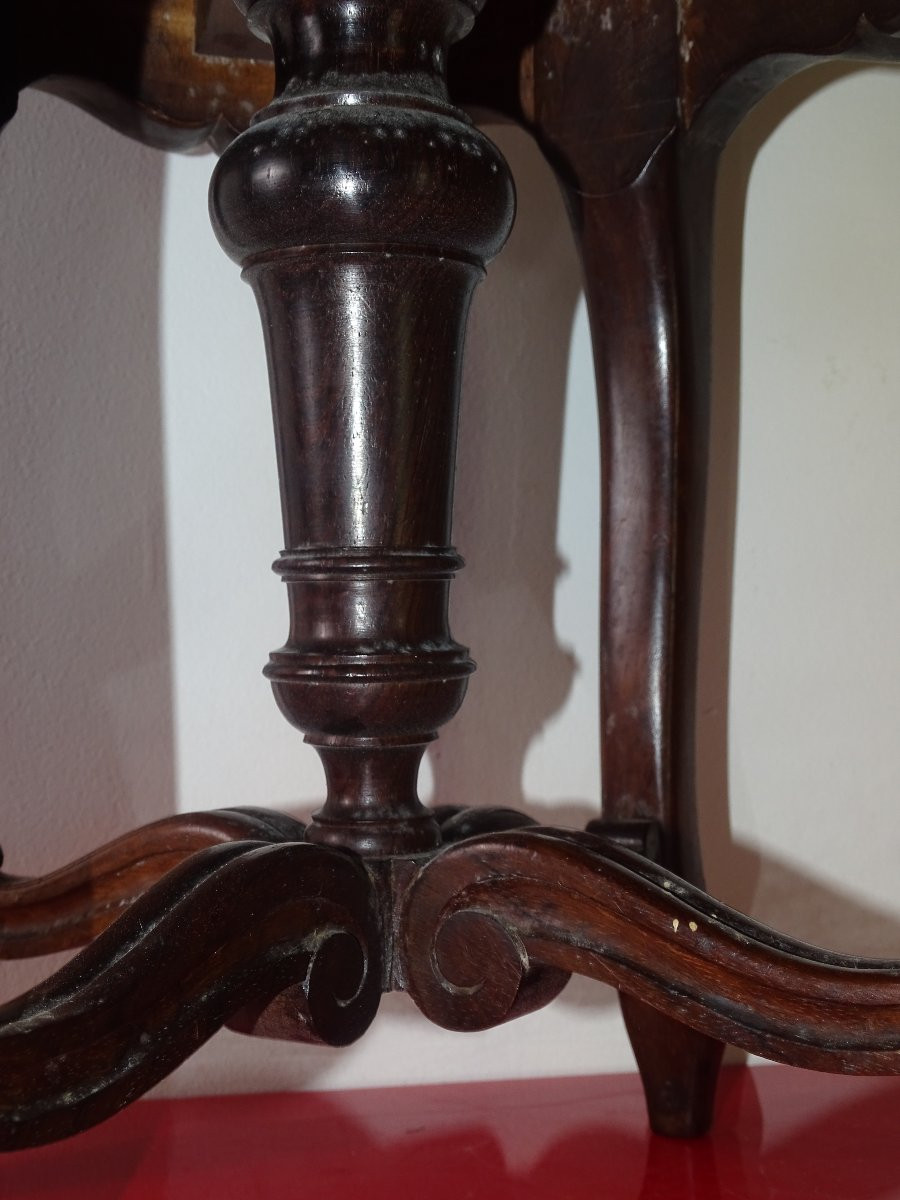 tabouret de piano style louis XV en palissandre, tapisserie au petit point, époque XIXème-photo-1