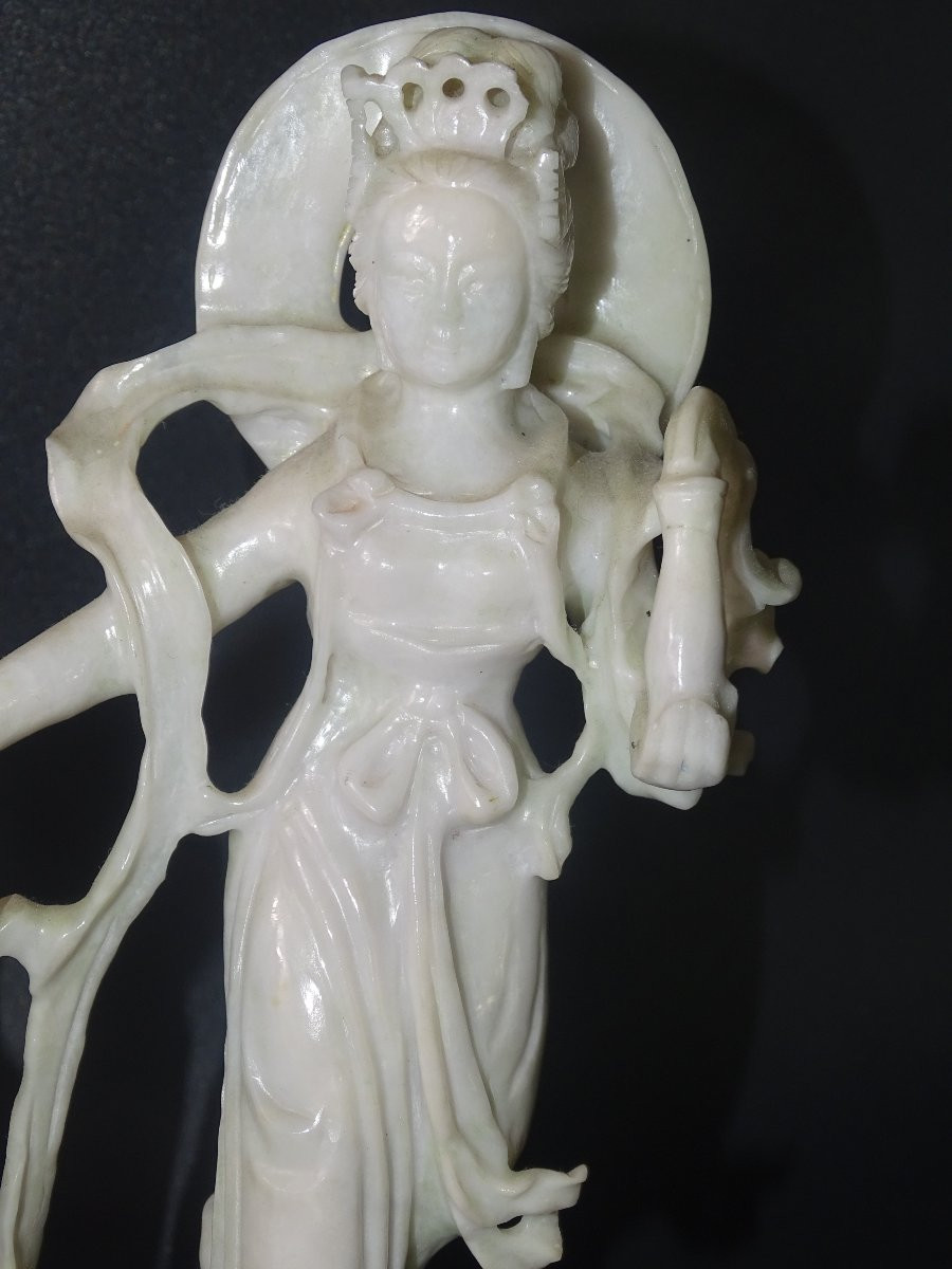 déesse chinoise en pierre dure, sélénite, XIXème, chine, asie, collection d'un amateur-photo-2