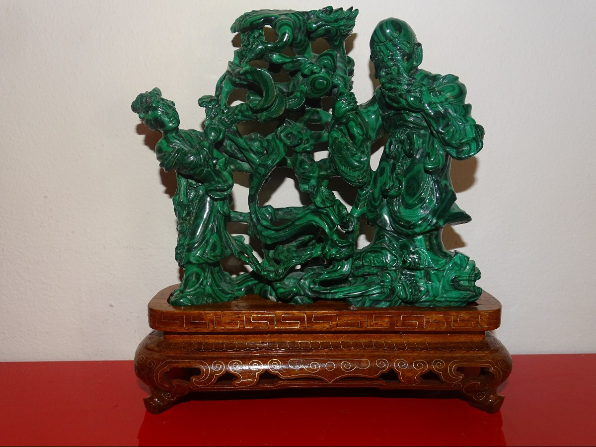 sculpture pierre dure, malachite, XIXème, chine, asie, collection d'un amateur