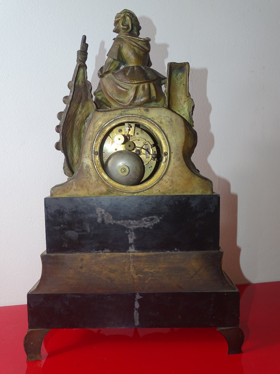 Pendule Empire Restauration Bronze Doré Mouvement A Fil, début XIXème-photo-3