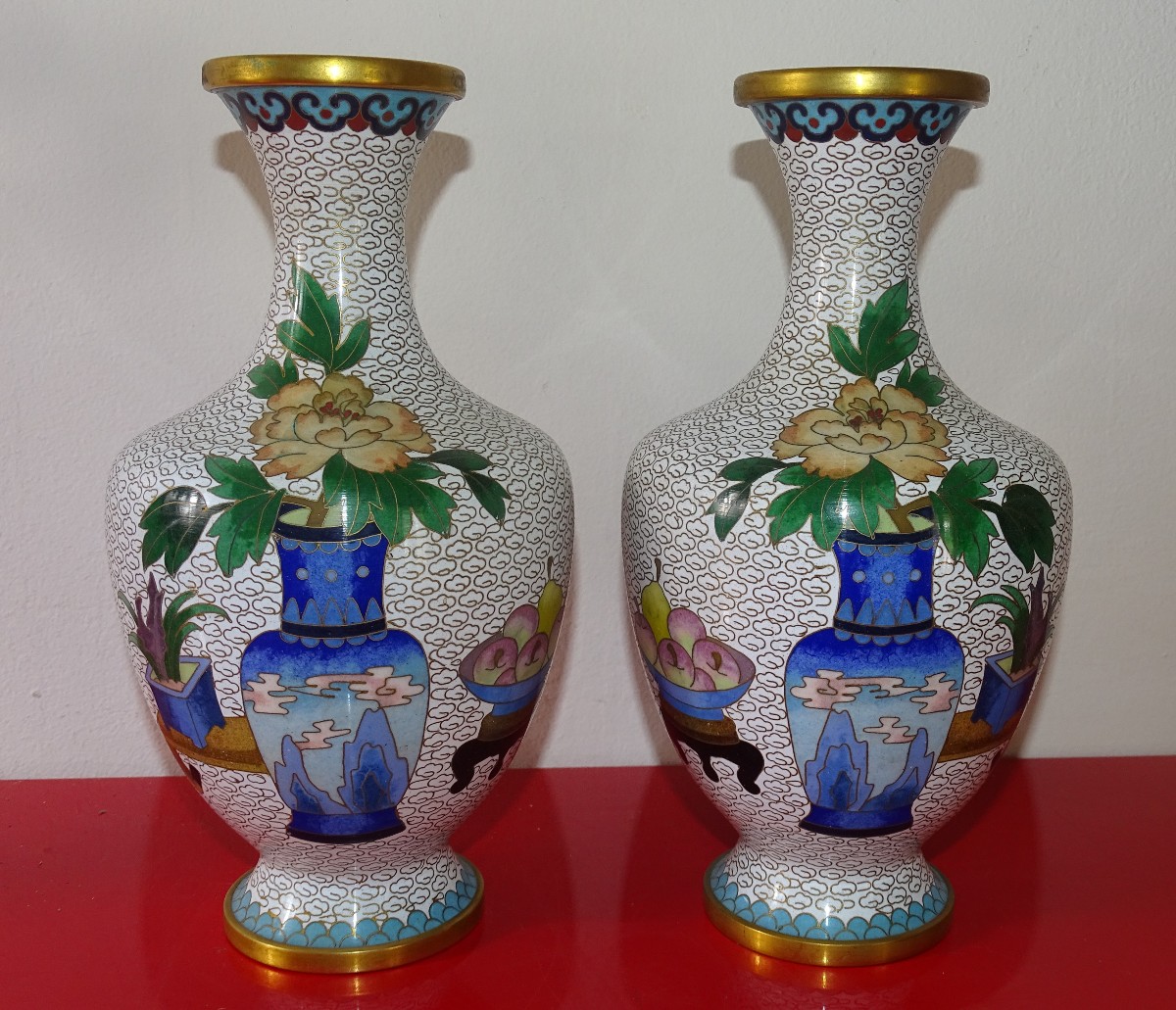 Pair Of Cloisonné Vases, China, Early 20th Century