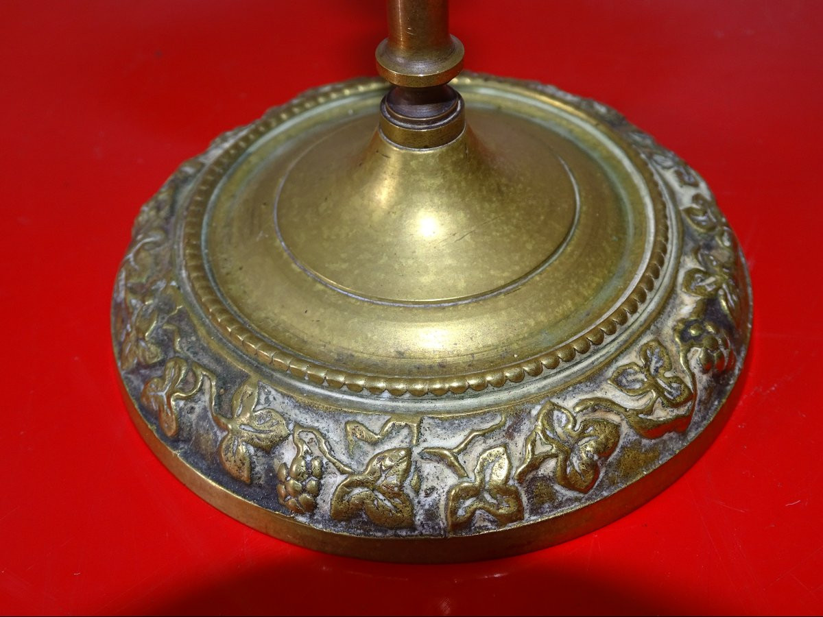 Paire de bougeoirs napolèon III du XIXème en bronze laiton-photo-4