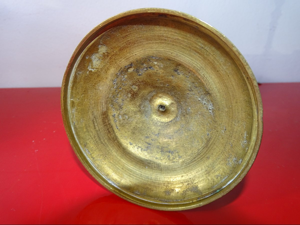 Paire de bougeoirs napolèon III du XIXème en bronze laiton-photo-2