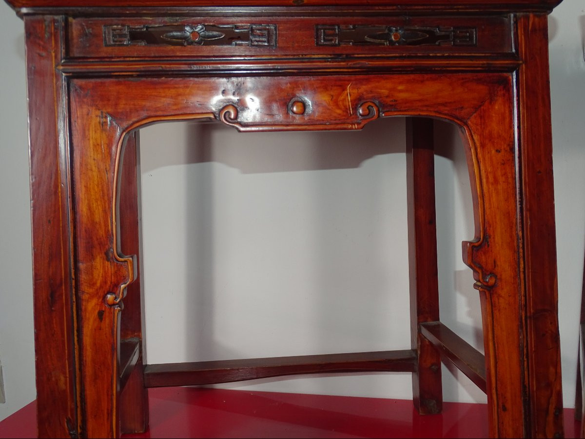 Paire de chaises chinoises laquées, époque XIXème-photo-4