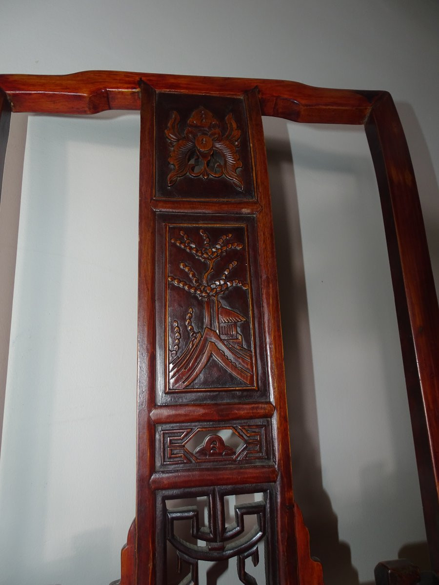 Paire de chaises chinoises laquées, époque XIXème-photo-5