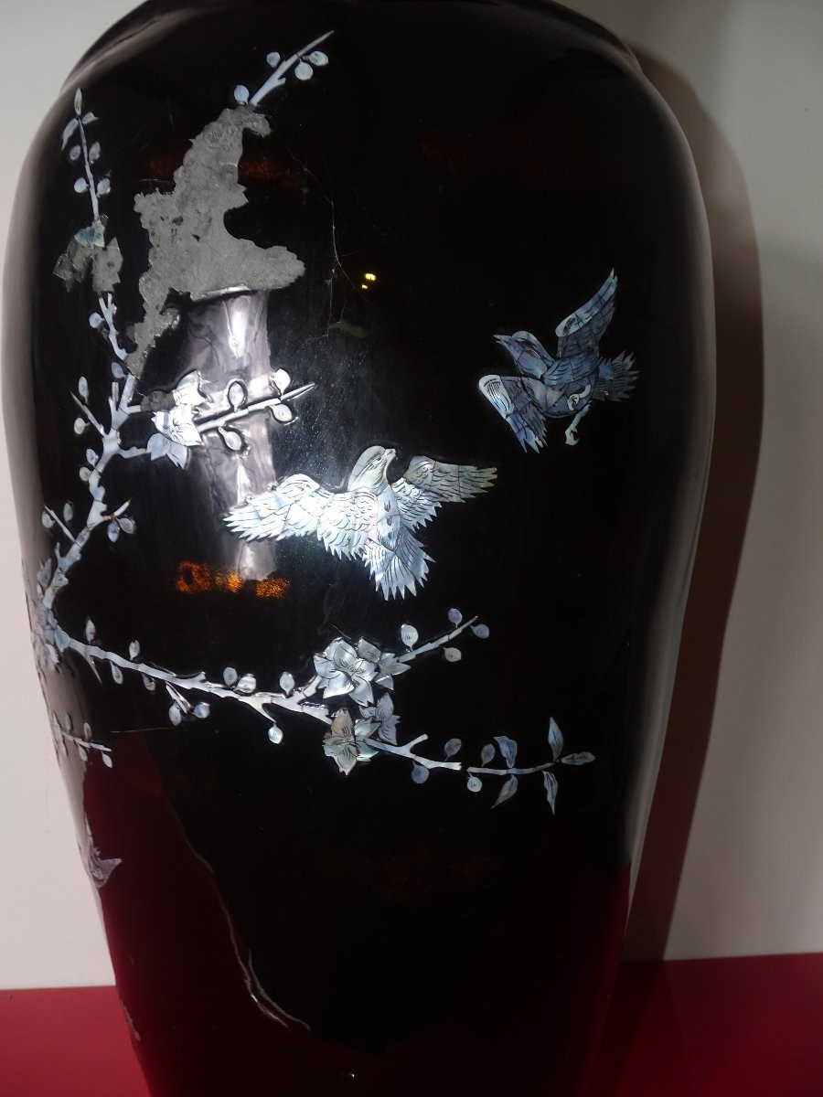 imposant vase en laque et nacre, indochine, chine, époque début XXème-photo-4
