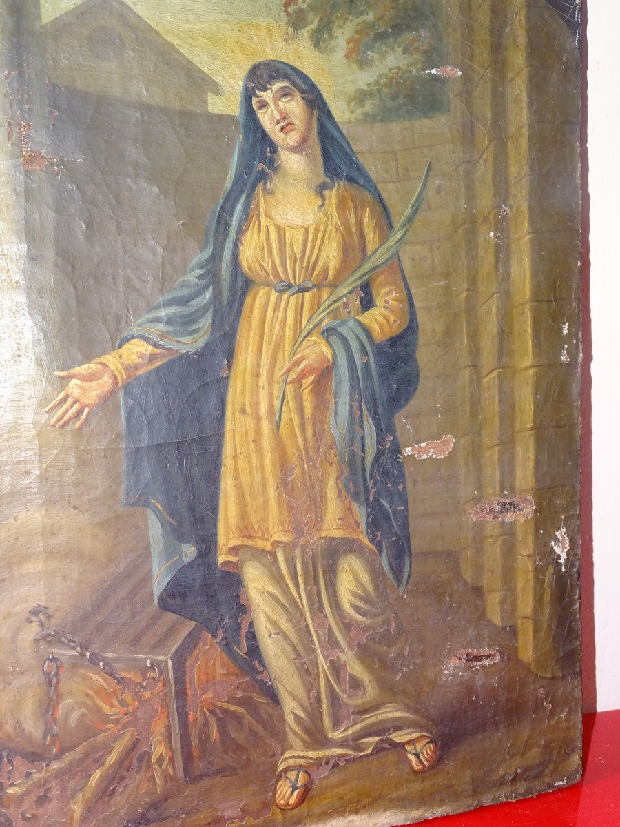 Painting, Oil On Canvas, Virgin From The 19th Century-photo-3