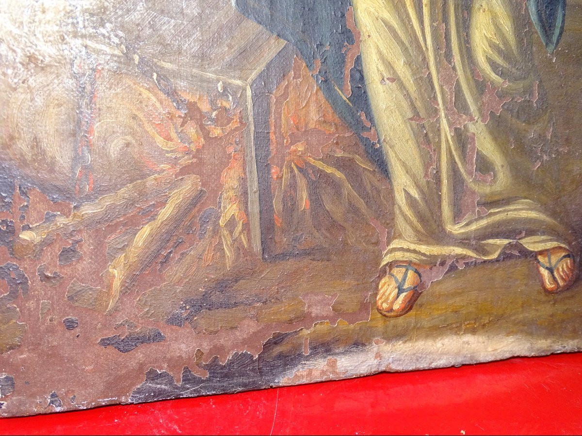 Painting, Oil On Canvas, Virgin From The 19th Century-photo-1