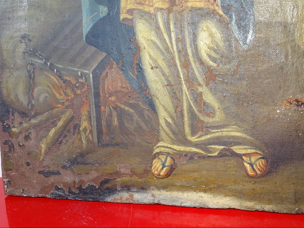 Painting, Oil On Canvas, Virgin From The 19th Century-photo-3