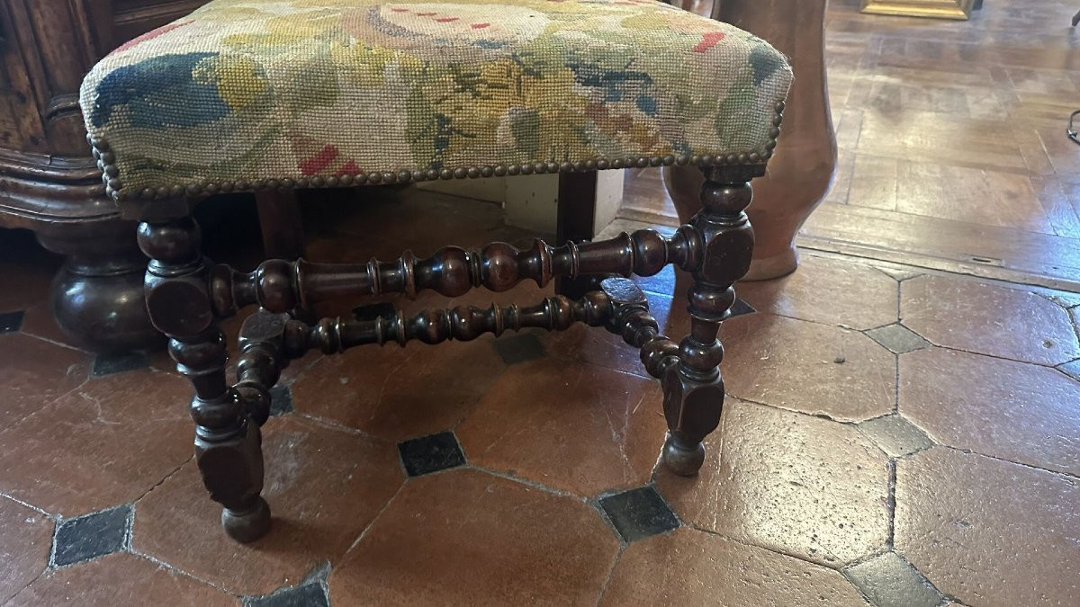 High-backed Walnut Or Fireplace Chair, Louis XIII Period.-photo-1
