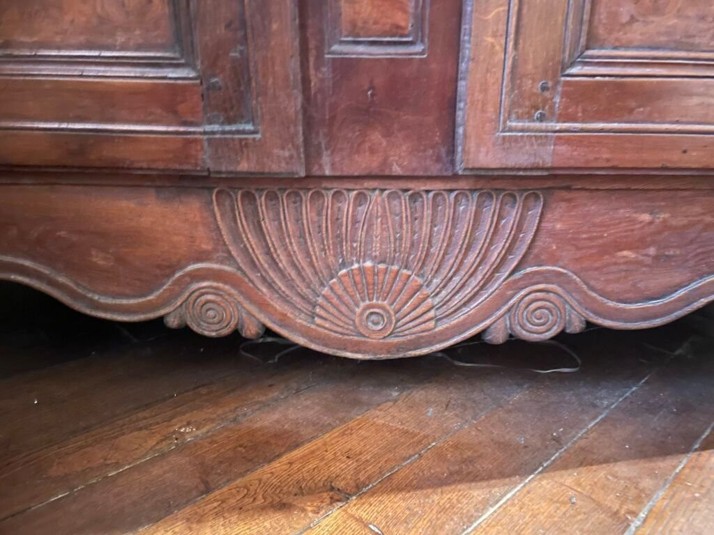 Armoire louis XV d'époque en bois sculpté et monogrammée AF-photo-4