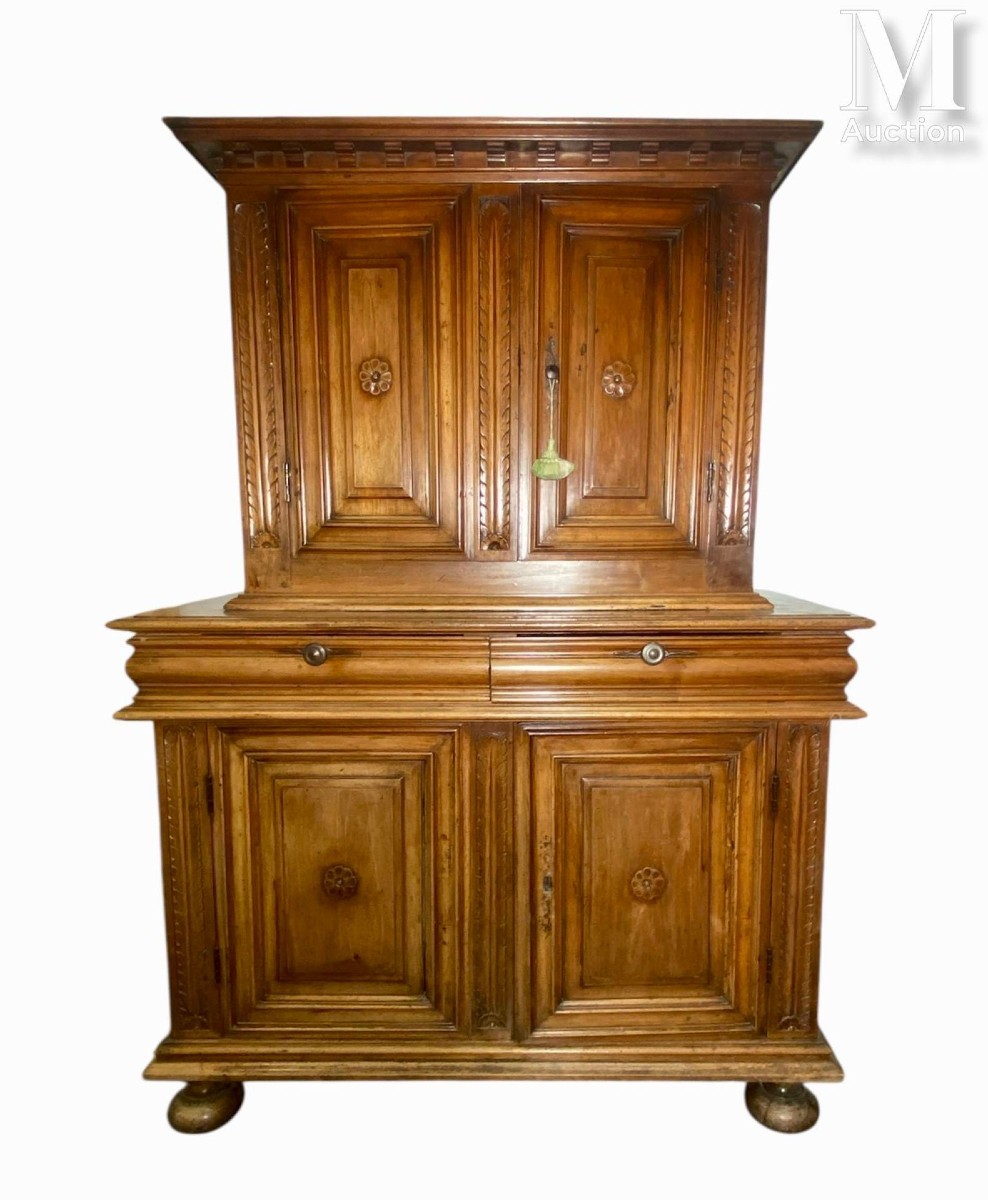 17th Century Walnut Cabinet Or Two-part Buffet