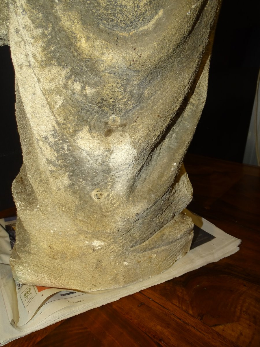 Statue Of The Virgin And Child, 18th-century Stone Sculpture-photo-6