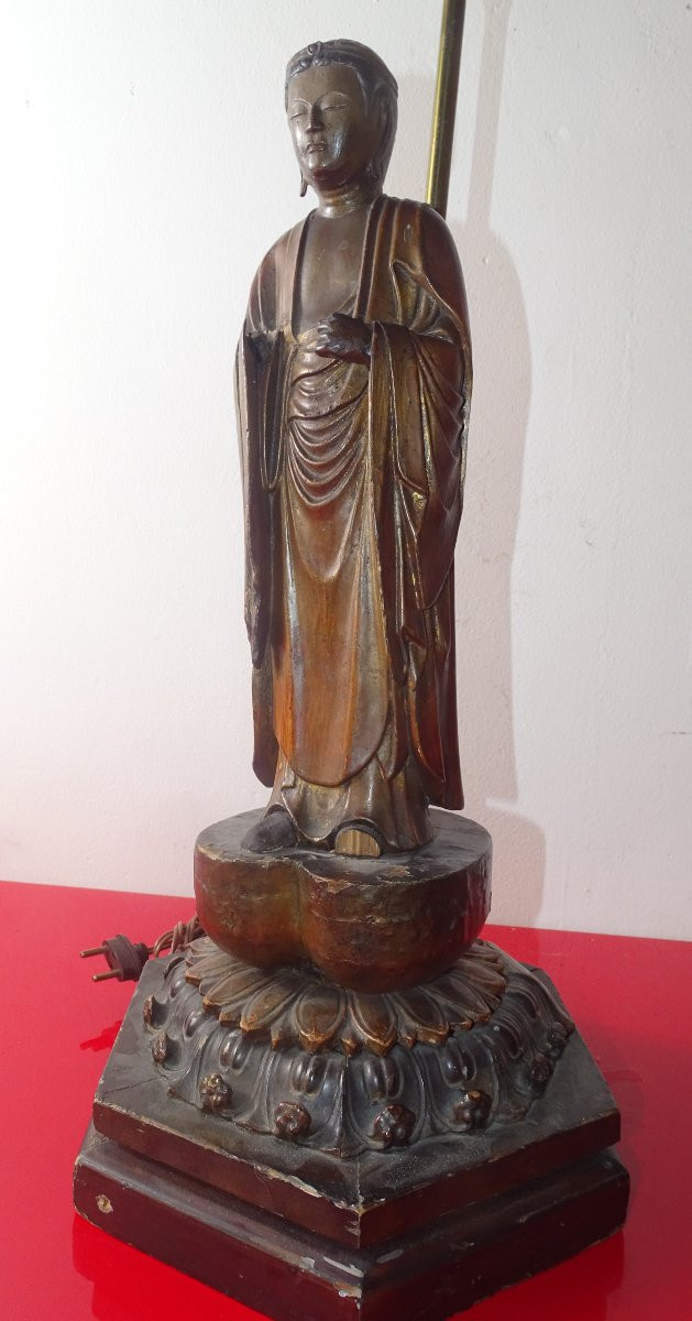 Antique Japanese Buddha Mounted As A 19th-century Lamp-photo-3