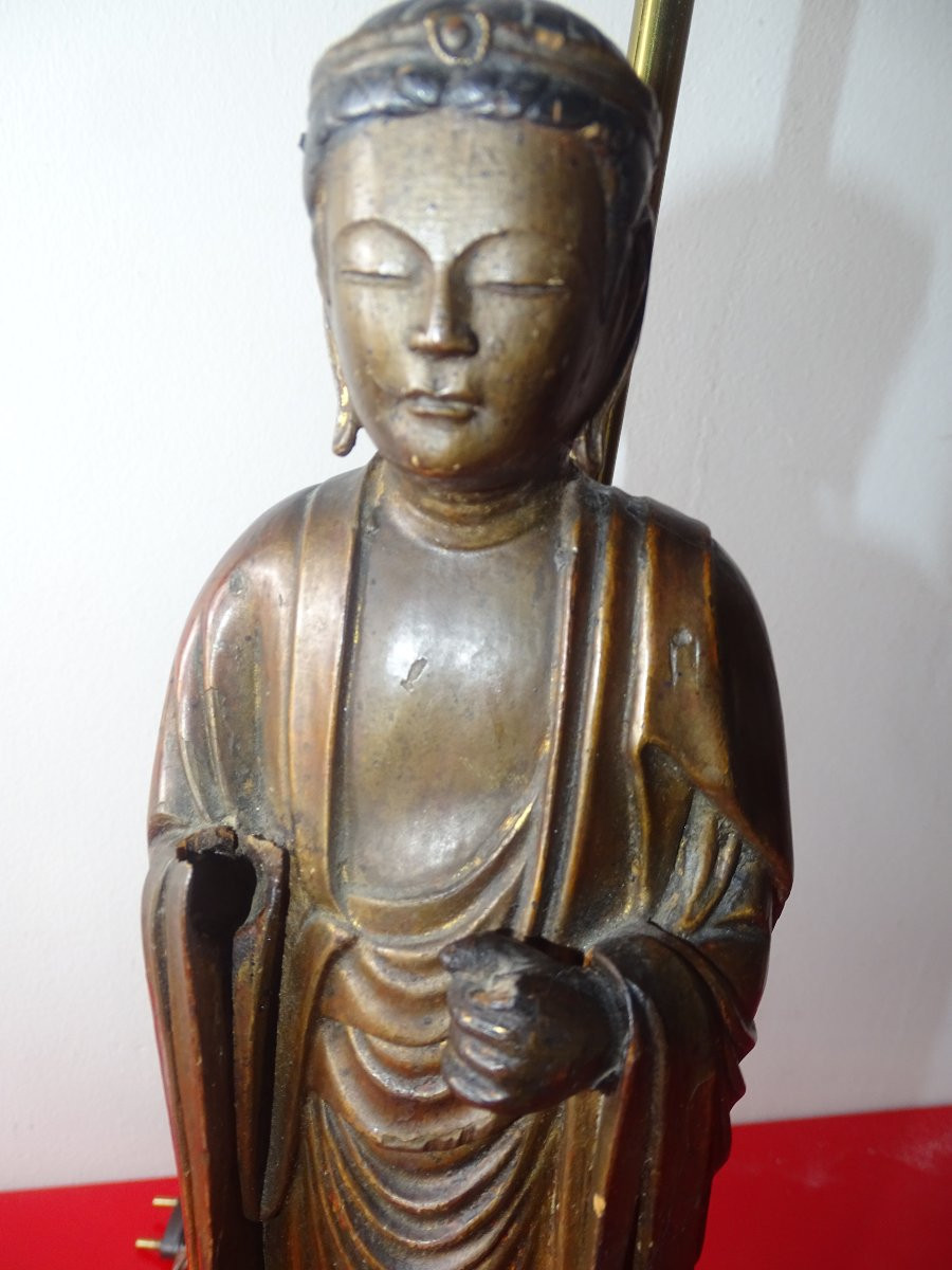 Antique Japanese Buddha Mounted As A 19th-century Lamp-photo-1