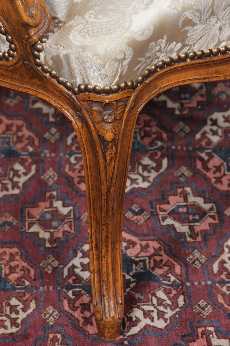 Pair Of Louis XV Period Cabriolet Armchairs, 18th Century-photo-3