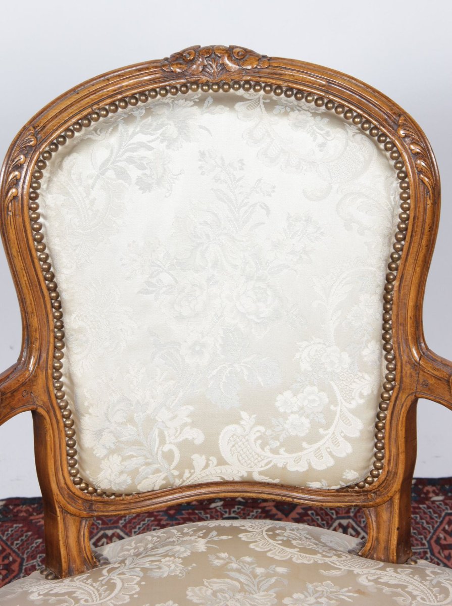 Pair Of Louis XV Period Cabriolet Armchairs, 18th Century-photo-1