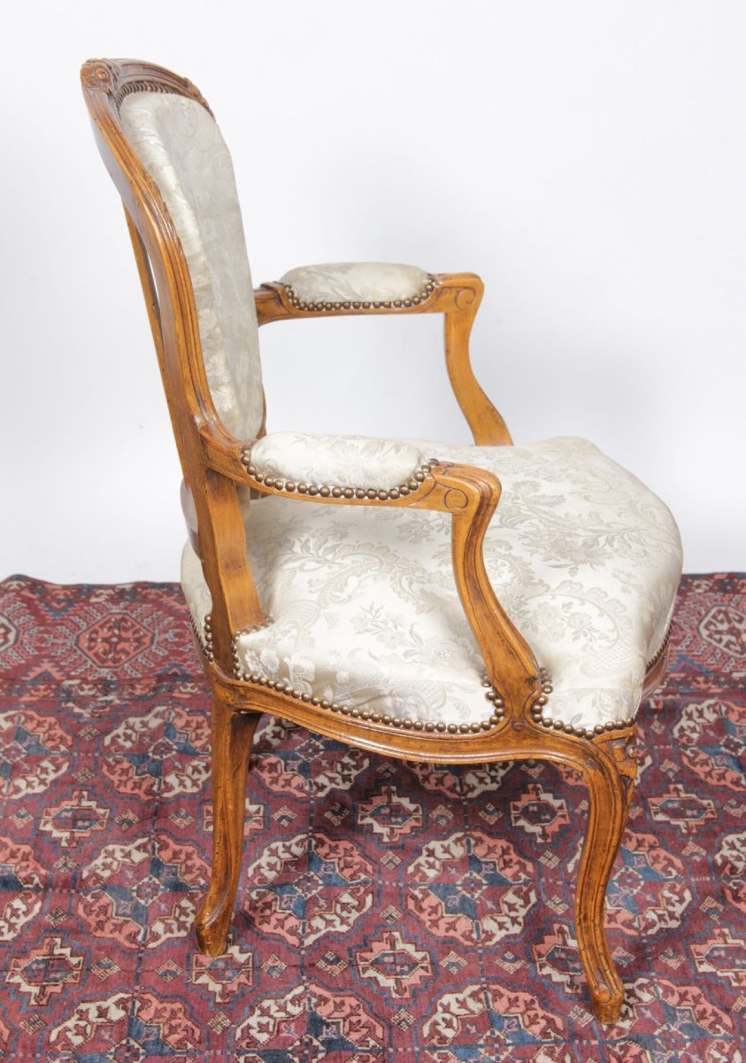 Pair Of Louis XV Period Cabriolet Armchairs, 18th Century-photo-2