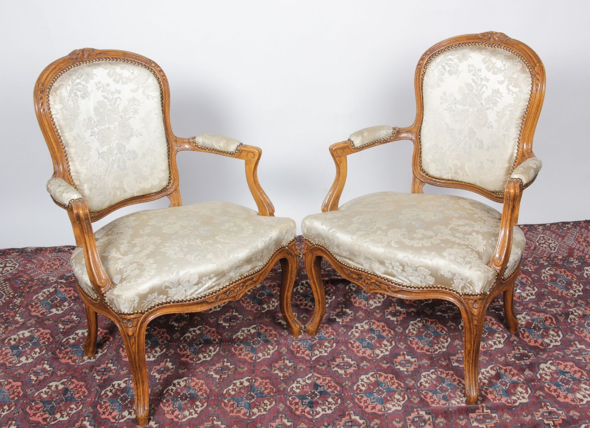 Pair Of Louis XV Period Cabriolet Armchairs, 18th Century
