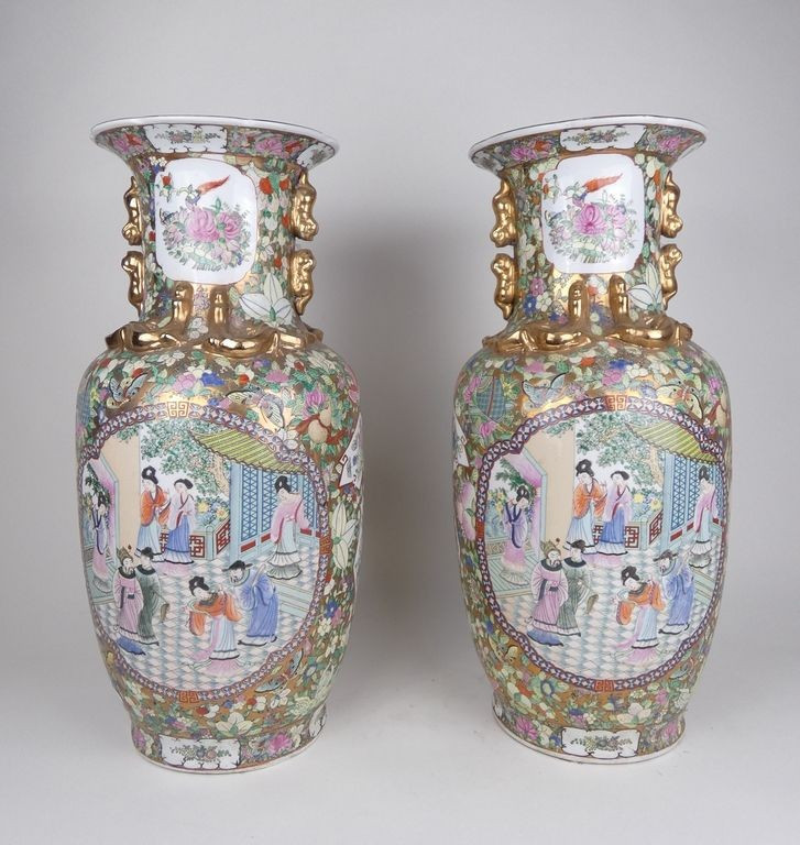 Large Pair Of Canton Vases, China, 19th Century