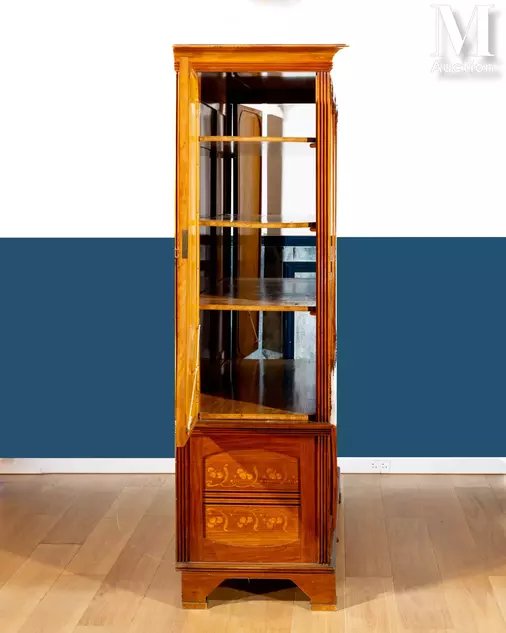 English Art Nouveau Architect's Furniture With Floral Marquetry, Circa 1905-photo-3