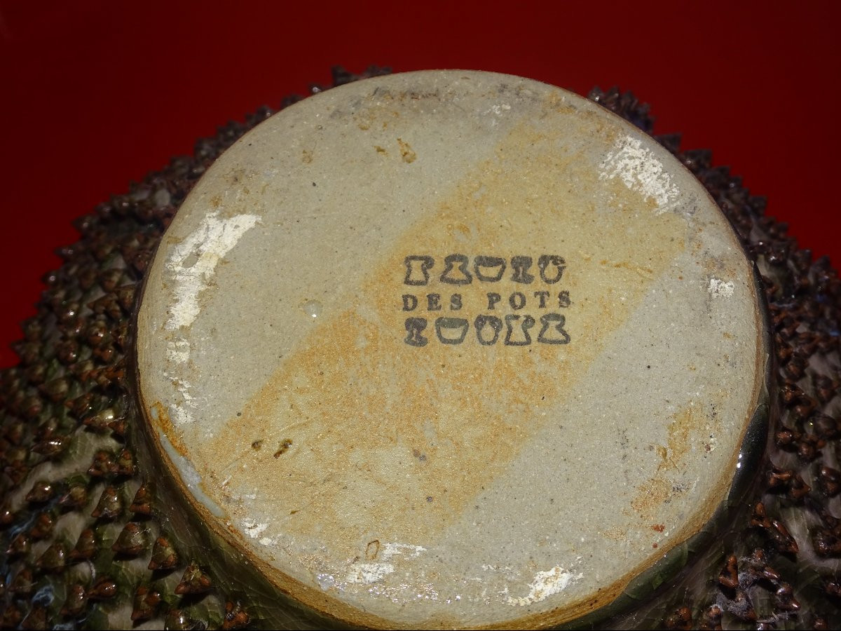 Paire de vases barbotine oursin de mer de chez "des pots". Collection saint tropez.-photo-4