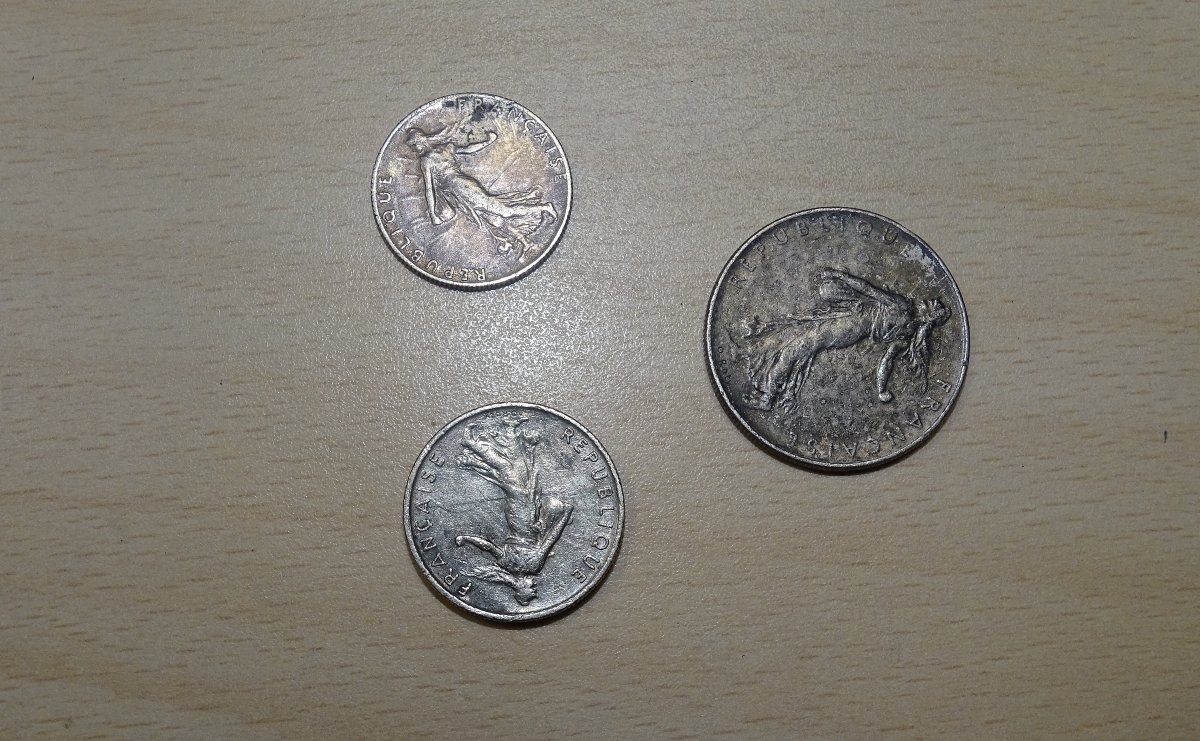 LOT DE 12 PIÈCES 5 francs semeuse- ARGENT + 3 petits cadeaux-photo-1