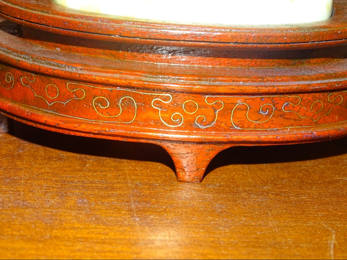 pierre dure, jade, théière couverte sur socle filigrané argent, chine XIXème-photo-1