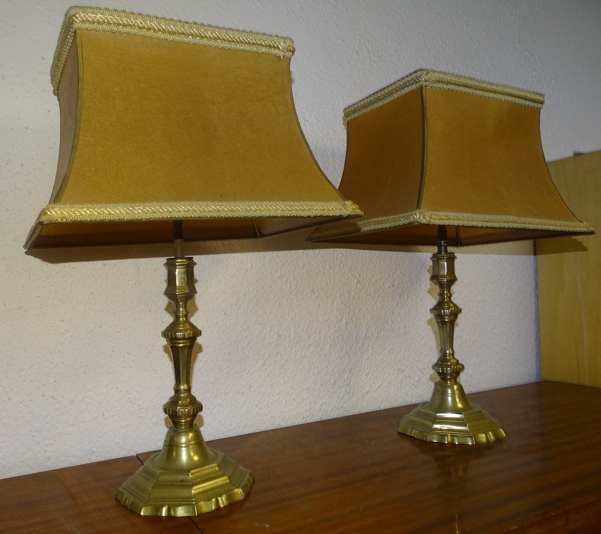 Paire De Bougeoirs lampe En Bronze , époque Louis XIII , Du 17 ème Siècle-photo-2