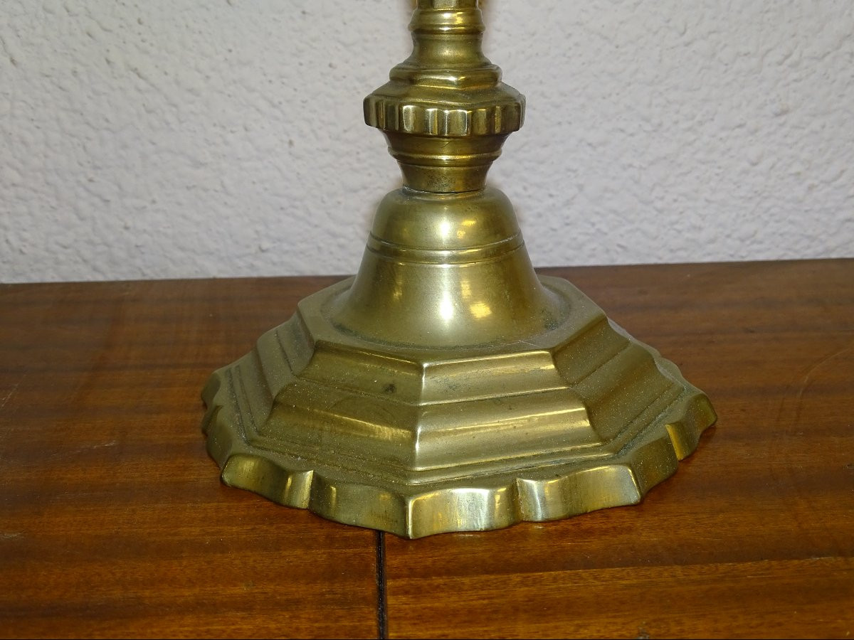 Paire De Bougeoirs lampe En Bronze , époque Louis XIII , Du 17 ème Siècle-photo-1