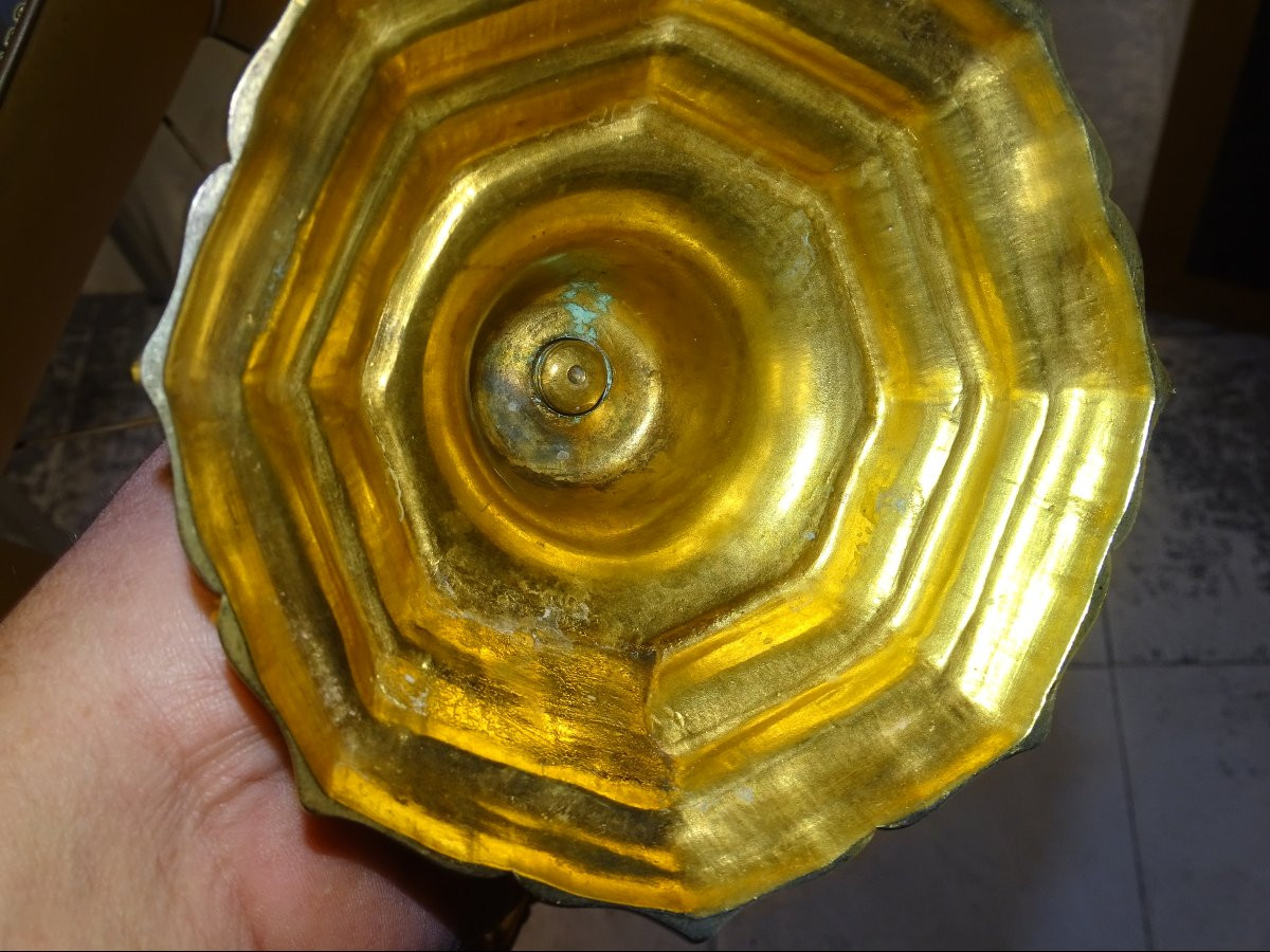 Paire De Bougeoirs lampe En Bronze , époque Louis XIII , Du 17 ème Siècle-photo-2