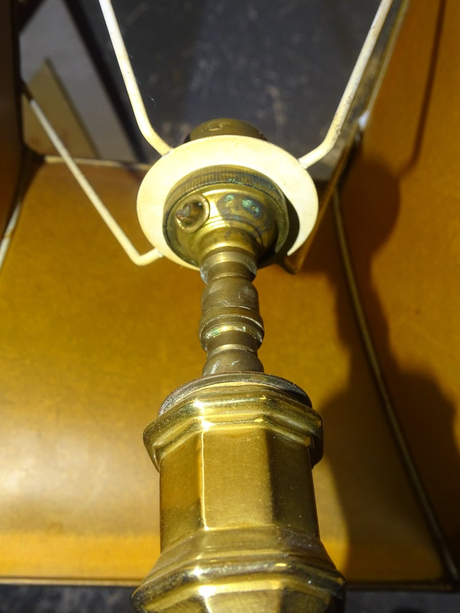 Paire De Bougeoirs lampe En Bronze , époque Louis XIII , Du 17 ème Siècle-photo-4