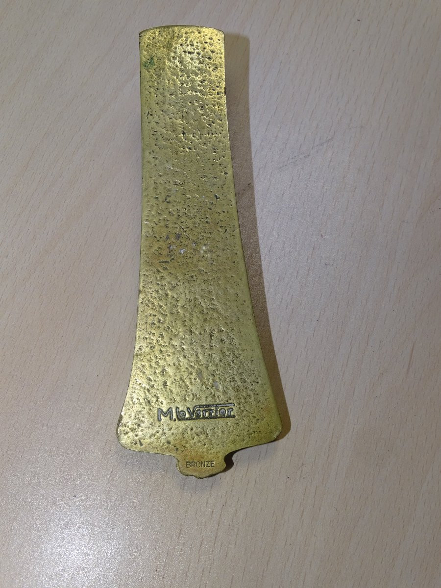 MAX LE VERRIER en BRONZE , ensemble de bureau a décor de chasse-photo-1