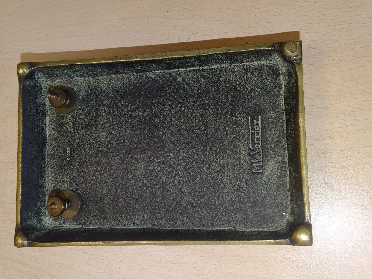 MAX LE VERRIER en BRONZE , ensemble de bureau a décor de chasse-photo-5