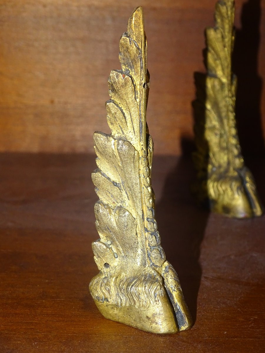 Bronze Furniture Piece, Pair Of Deer-shaped Feet, 18th Century, Louis XV-photo-4
