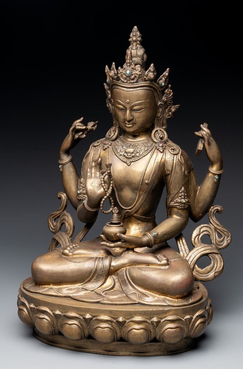 Large Tibetan Bronze Statue Of Shakyamuni Tathagata Buddha, 19th Century