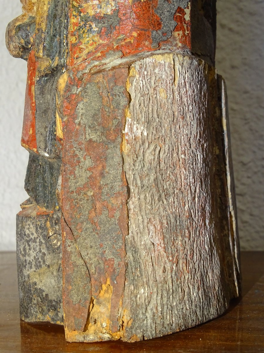 Polychrome Wooden Statue Known As Maria Kannon, Japan 19th Century, Buddha.-photo-4