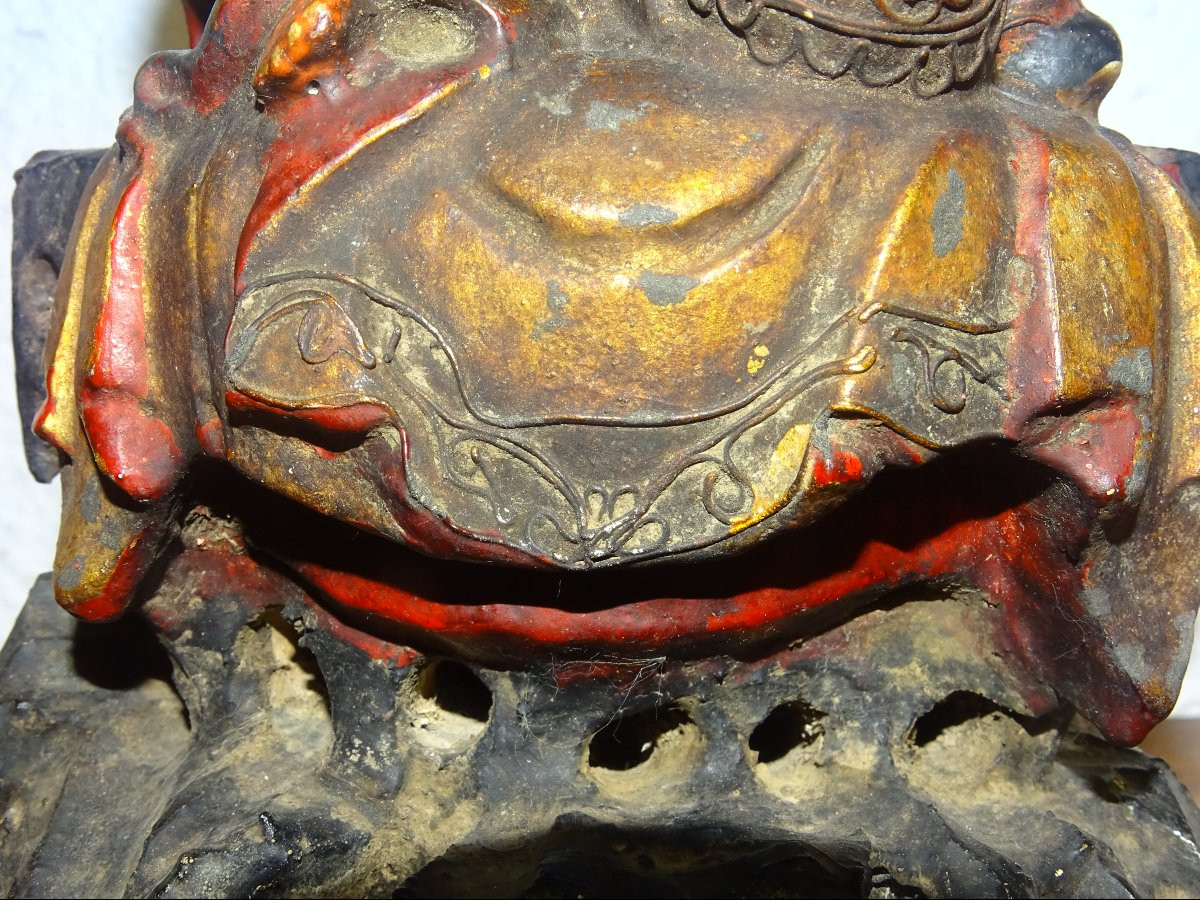 Gilded And Silver Wooden Statue Known As Maria Kannon, Japan 19th Century, Buddha.-photo-2