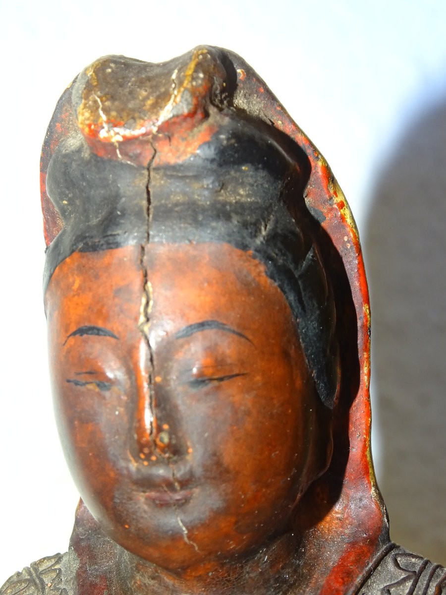 Gilded And Silver Wooden Statue Known As Maria Kannon, Japan 19th Century, Buddha.-photo-6