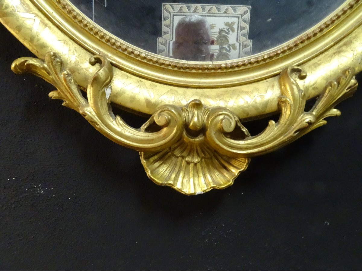 miroir médaillon louis philippe en bois doré à l'or, XIXème siècle-photo-2