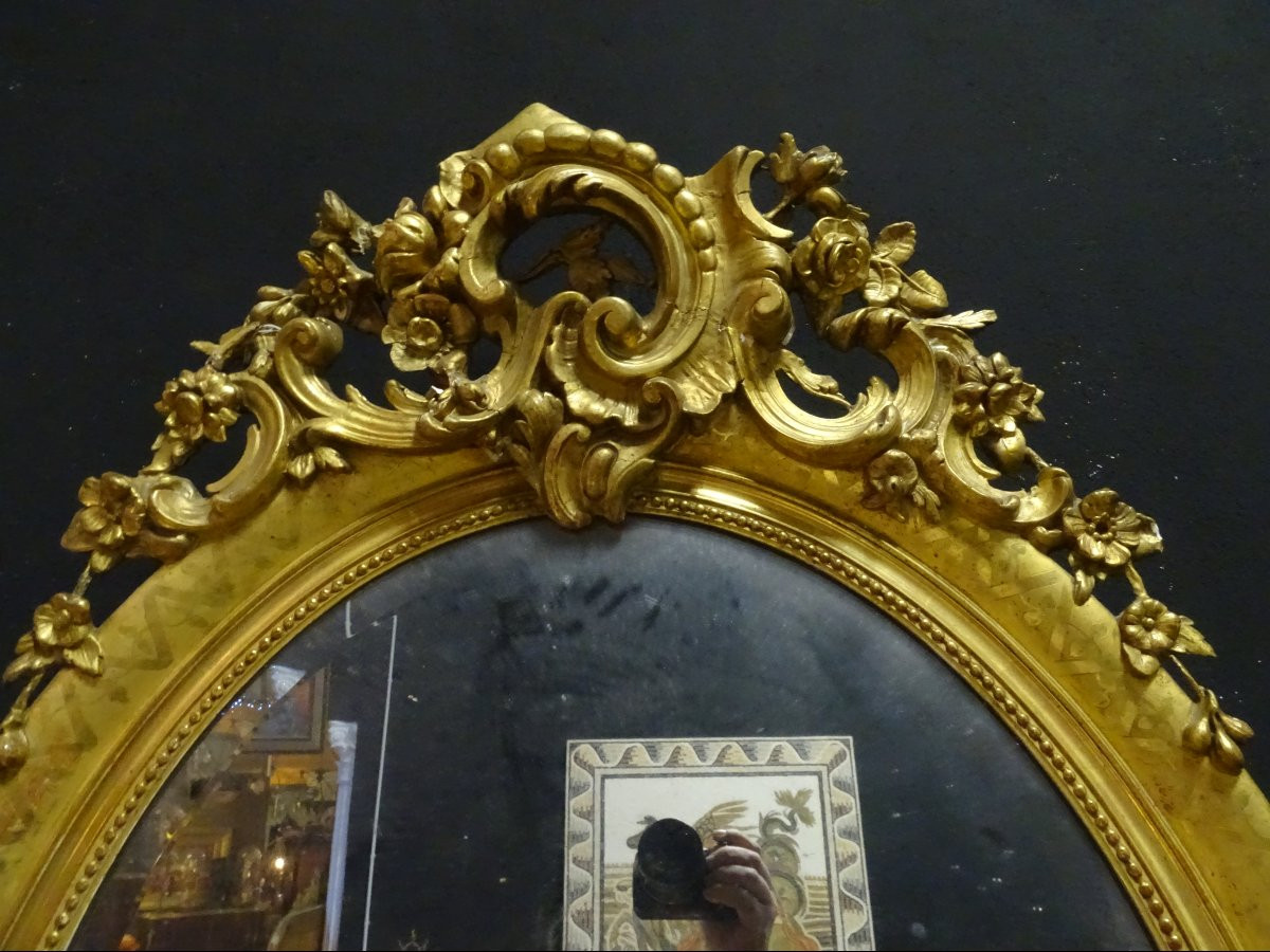 miroir médaillon louis philippe en bois doré à l'or, XIXème siècle-photo-4